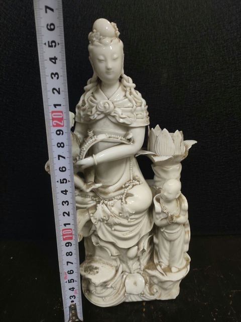 古玩陶瓷清代德化窯白釉觀音塑像拍賣，當前價格1288元