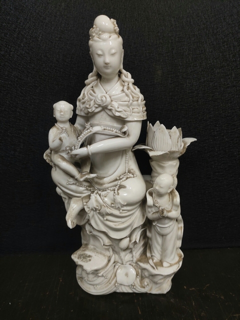 古玩陶瓷清代德化窯白釉觀音塑像拍賣，當前價格1288元