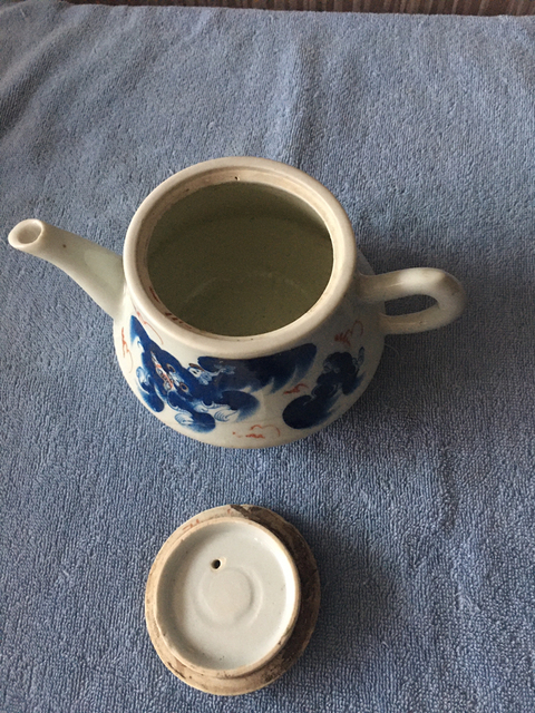 古玩陶瓷藍彩太獅少保紋茶壺拍賣，當前價格288元