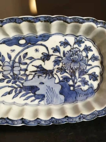 古玩陶瓷清代方形承盤，明青花風格拍賣，當前價格2222元