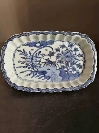 古玩陶瓷清代方形承盤，明青花風格拍賣，當前價格2222元