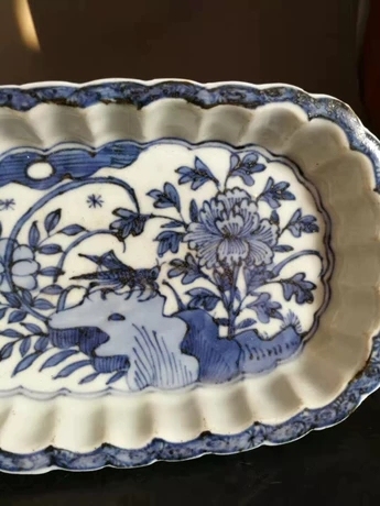 古玩陶瓷清代方形承盤，明青花風格拍賣，當前價格2222元