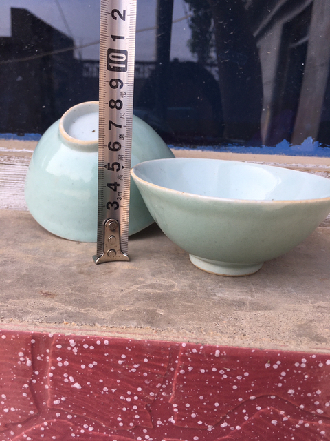 古玩陶瓷清中期豆青釉碗1對拍賣,當前價格1666元