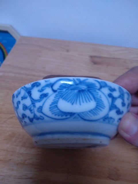 古玩陶瓷清代纏枝花卉紋青花研缽拍賣,當前價格666元
