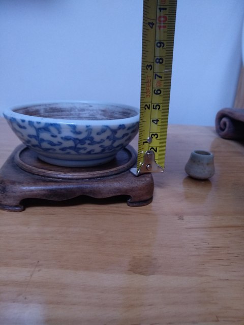 古玩陶瓷清代纏枝花卉紋青花研缽拍賣,當前價格666元