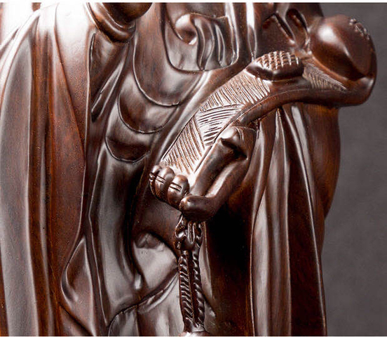 古玩雜項(xiàng)黑檀木雕刻觀音立像拍賣，當(dāng)前價(jià)格2800元