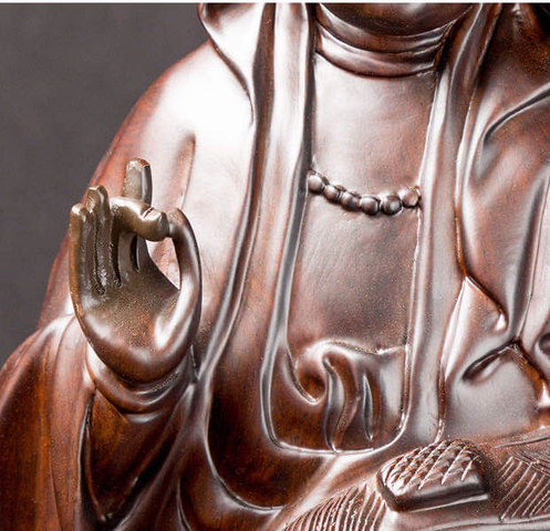 古玩雜項(xiàng)黑檀木雕刻觀音立像拍賣，當(dāng)前價(jià)格2800元