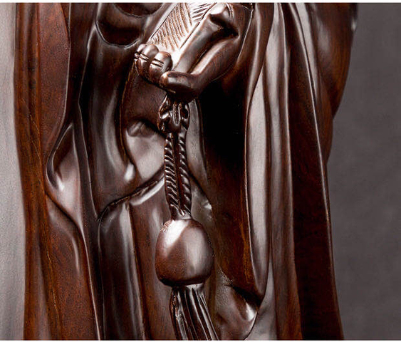 古玩雜項(xiàng)黑檀木雕刻觀音立像拍賣，當(dāng)前價(jià)格2800元