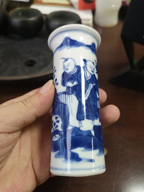 古玩陶瓷光緒青花和合二仙人物紋香筒拍賣，當(dāng)前價(jià)格3588元