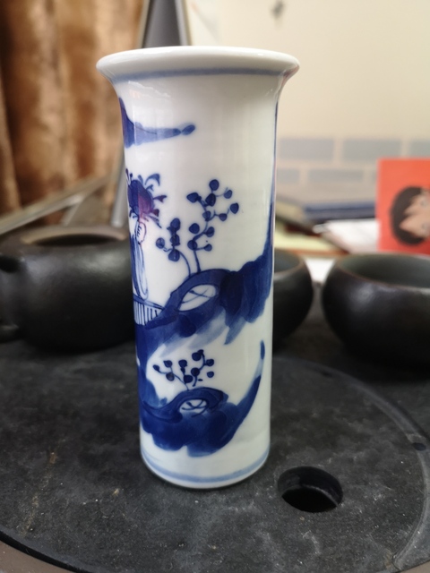 古玩陶瓷光緒青花和合二仙人物紋香筒拍賣，當(dāng)前價(jià)格3588元