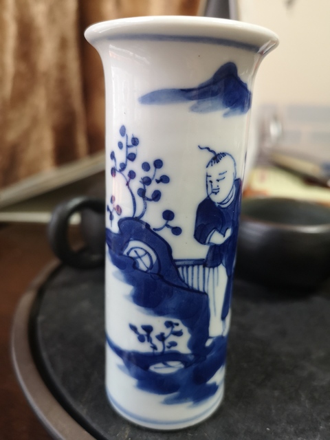 古玩陶瓷光緒青花和合二仙人物紋香筒拍賣，當(dāng)前價(jià)格3588元