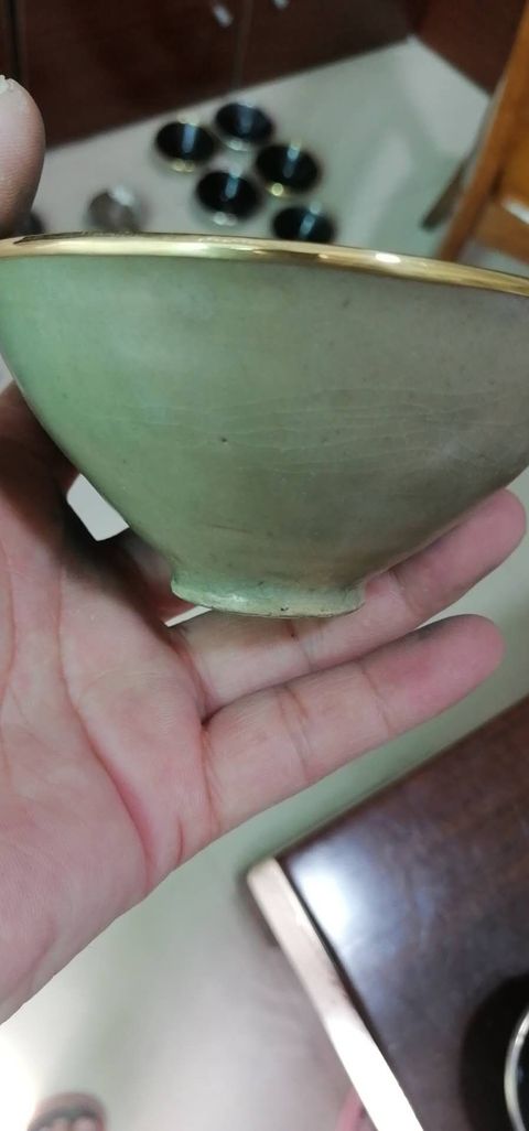 古玩陶瓷北宋耀州窯青瓷斗笠盞拍賣,當前價格6666元
