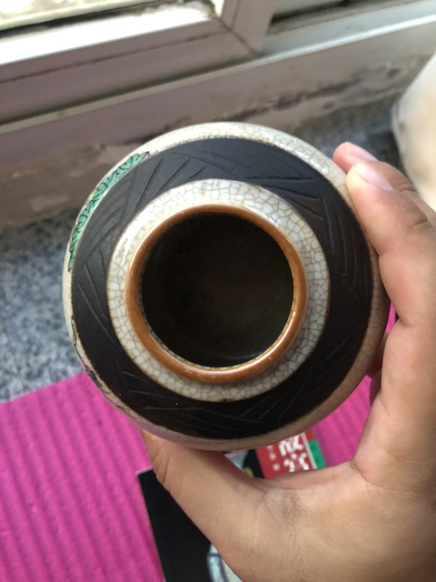 古玩陶瓷成化年造款哥釉地鐵泥五彩花鳥紋罐拍賣,當前價格1666元