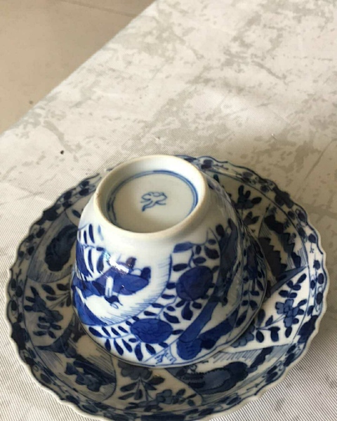 古玩陶瓷清代青花花卉紋杯碟拍賣,當(dāng)前價格1999元