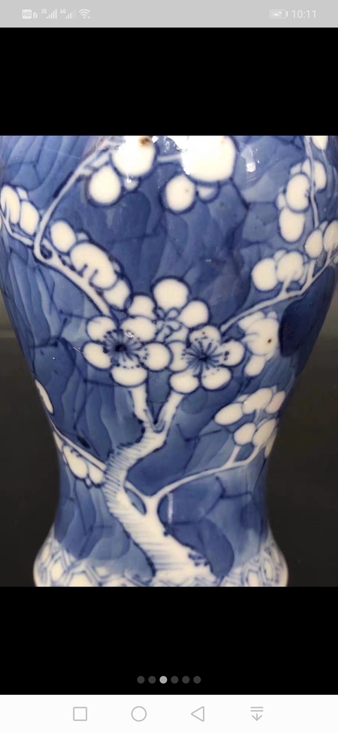 古玩陶瓷青花留白冰梅紋瓶拍賣,當前價格3999元
