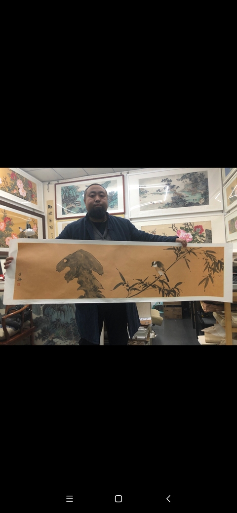 古玩字畫域鑒研究院已實物保真五云山書畫院院長楊經偉老師花鳥軟片拍賣，當前價格300元