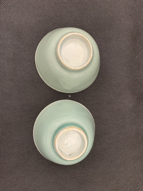 古玩陶瓷清中期 豆青釉杯一對(duì)拍賣(mài),當(dāng)前價(jià)格666元