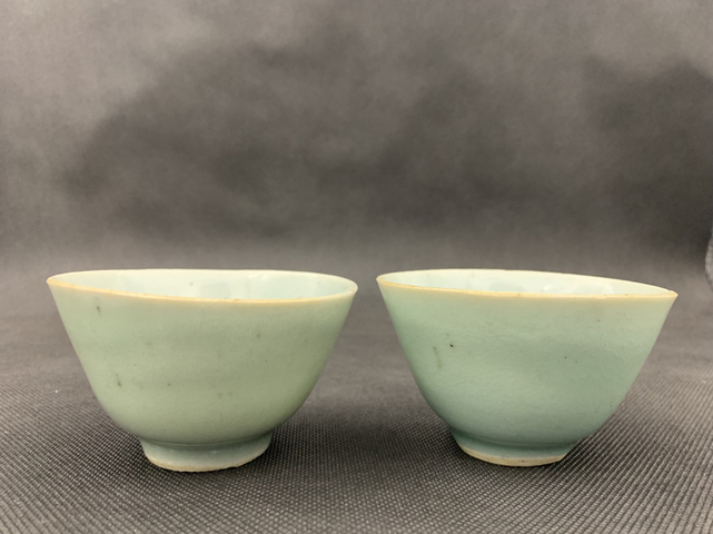 古玩陶瓷清中期 豆青釉杯一對(duì)拍賣(mài),當(dāng)前價(jià)格666元