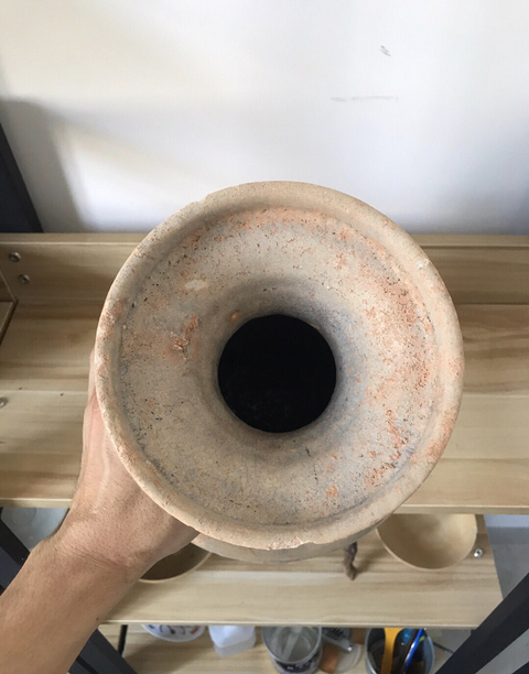 古玩陶瓷唐代鈞窯窯變雙系盤口瓶拍賣,當前價格15000元