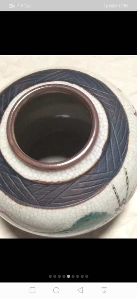 古玩陶瓷成化年造款哥釉地鐵銹釉刀馬人罐拍賣，當前價格1666元