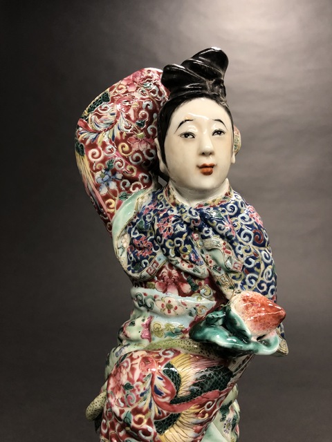 古玩陶瓷清粉彩侍女人塑像拍賣，當前價格3600元