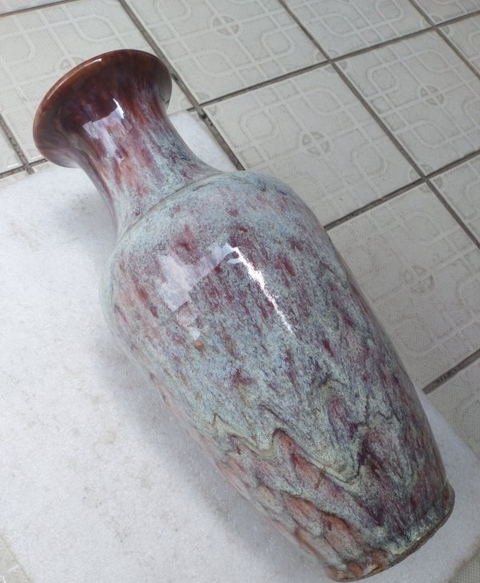 古玩陶瓷創匯期,窯變釉觀音瓶拍賣,當前價格999元