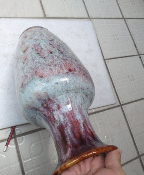 古玩陶瓷創匯期,窯變釉觀音瓶拍賣,當前價格999元