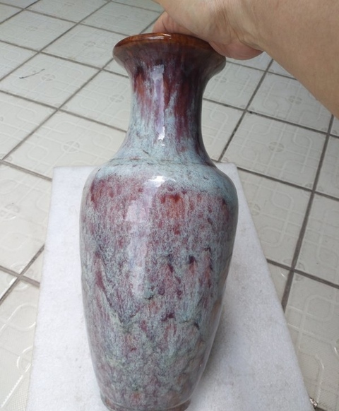 古玩陶瓷創匯期,窯變釉觀音瓶拍賣,當前價格999元