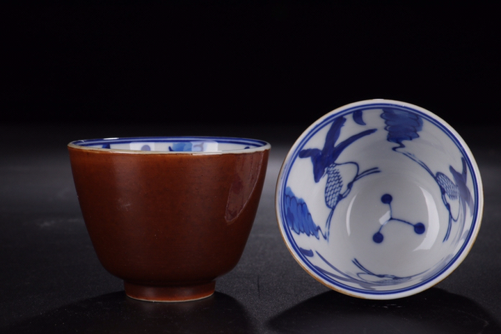 古玩陶瓷創(chuàng)外匯-青花海藻金魚(yú)杯十個(gè)拍賣，當(dāng)前價(jià)格99元