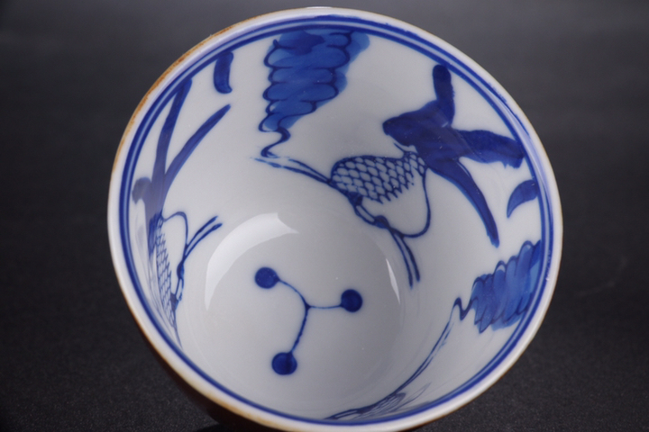 古玩陶瓷創(chuàng)外匯-青花海藻金魚(yú)杯十個(gè)拍賣，當(dāng)前價(jià)格99元