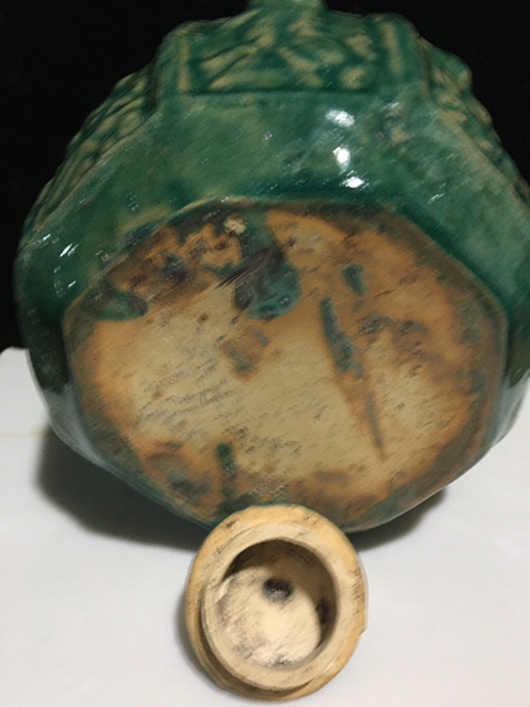 古玩陶瓷八仙開光綠釉提梁壺拍賣,當前價格2000元