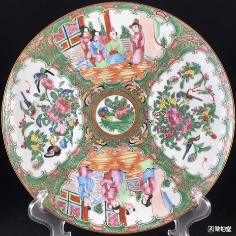 古玩陶瓷廣彩花卉人物紋折腰盤拍賣,當前價格1600元