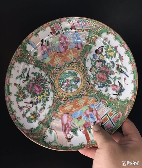 古玩陶瓷廣彩花卉人物紋折腰盤拍賣,當前價格1600元