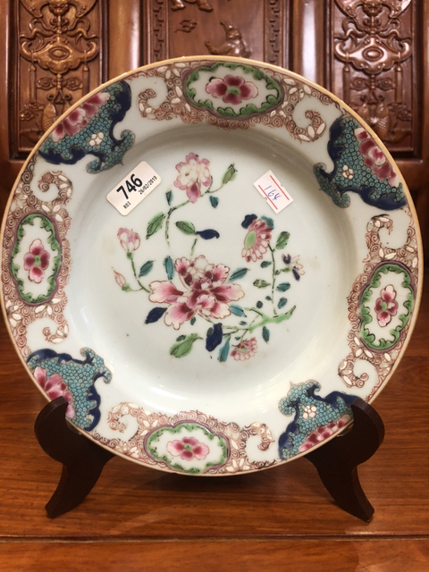 古玩陶瓷清雍乾花卉紋粉彩盤拍賣，當前價格3999元