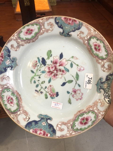 古玩陶瓷清雍乾花卉紋粉彩盤拍賣，當前價格3999元