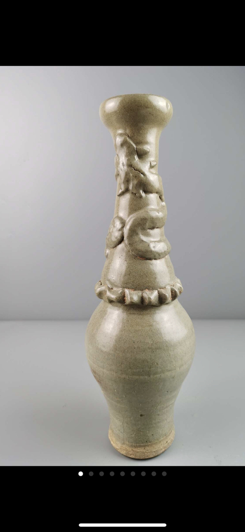 古玩陶瓷宋元影青釉堆塑龍紋瓶(保真卡)拍賣(mài),當(dāng)前價(jià)格2380元