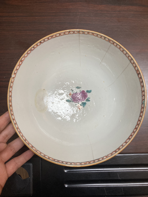 古玩陶瓷廣彩花卉人物紋碗拍賣，當前價格800元