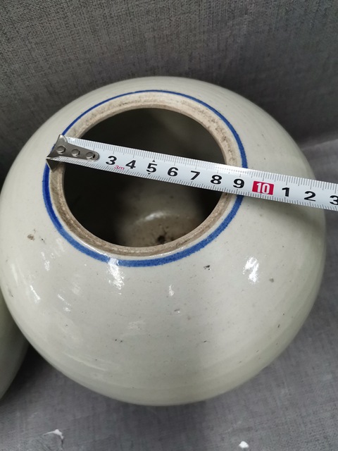 古玩陶瓷青花囍字紋西瓜罐一對!!有域鑒保真卡拍賣,當前價格260元