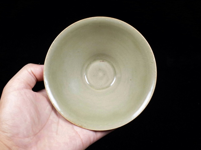 古玩陶瓷耀州窯青瓷斗笠盞拍賣，當前價格9999元