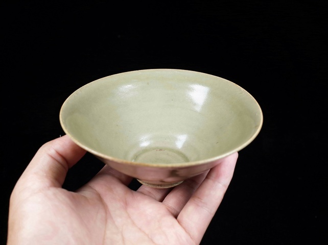 古玩陶瓷耀州窯青瓷斗笠盞拍賣，當前價格9999元