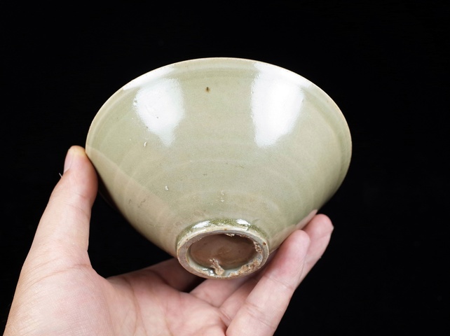 古玩陶瓷耀州窯青瓷斗笠盞拍賣，當前價格9999元