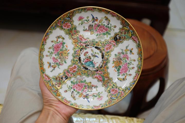 古玩陶瓷清.花鳥紋廣彩盤拍賣，當前價格999元