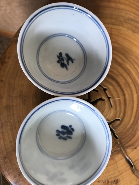 古玩陶瓷清早期花卉紋青花杯一對拍賣,當前價格2999元