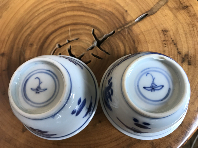 古玩陶瓷清早期花卉紋青花杯一對拍賣,當前價格2999元