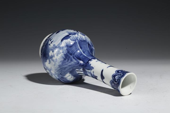 古玩陶瓷清晚·青花通景山水人物樓亭紋瓶拍賣，當(dāng)前價(jià)格9999元