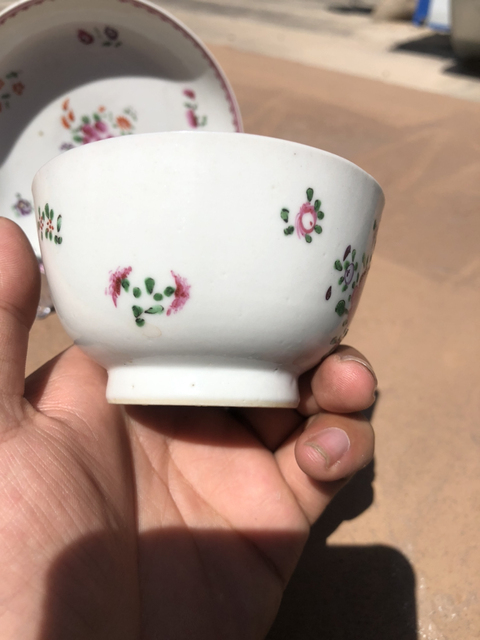 古玩陶瓷乾隆?洋彩牡丹杯碟拍賣，當前價格1999元