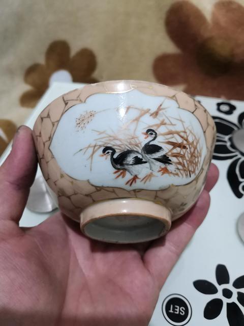 古玩陶瓷米黃地彩繪雙鳧紋碗拍賣,當前價格999元