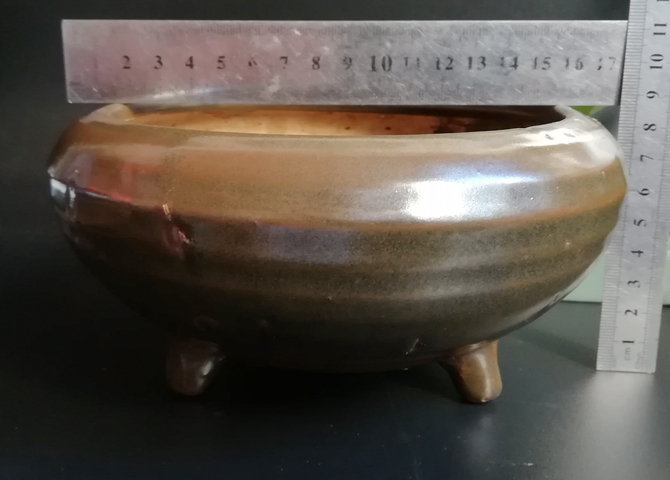 古玩陶瓷清代黑褐釉三足爐拍賣，當前價格1500元
