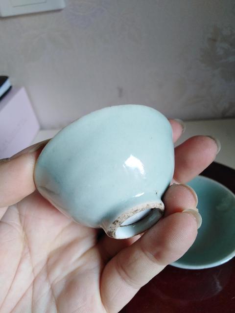 古玩陶瓷清中期豆青釉杯碟一套拍賣,當前價格999元