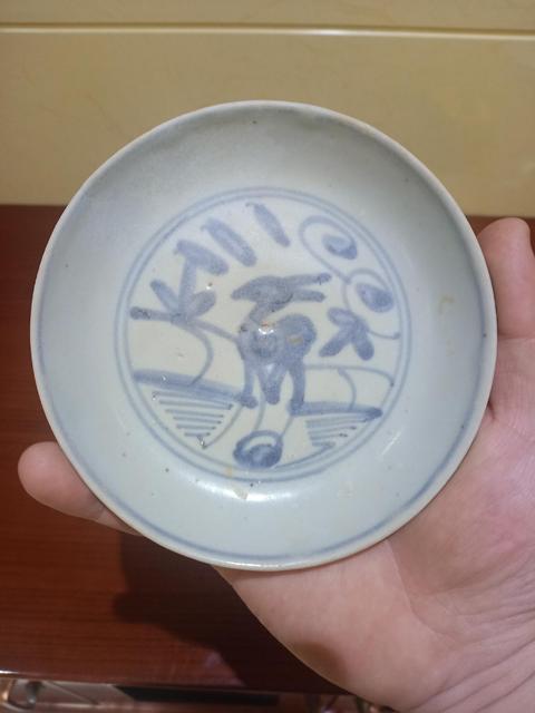 古玩陶瓷明代 鹿紋青花盤拍賣,當前價格999元